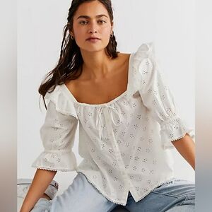 Spell And The Gypsy Eyelet Cotton Blouse, XS